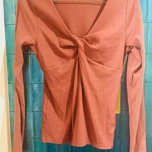 Old Navy Women's Dusty Rose/Rust Long Sleeve Top in TALL Size
